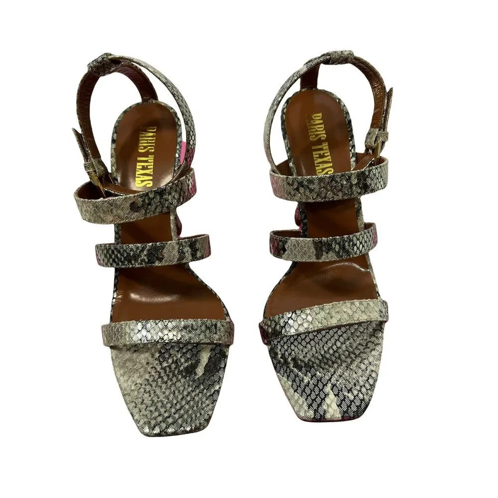 Paris Texas Ankle Cuff Lamé Python Embossed Leath… - image 2